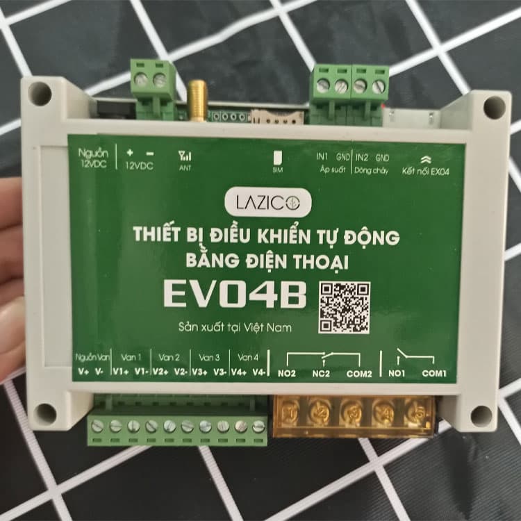 Bộ điều khiển bơm và van tưới qua điện thoại Lazico EV04B