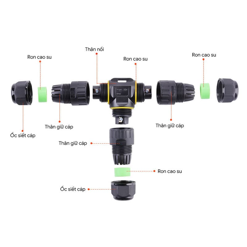 Đầu nối dây điện chống nước chữ T EW-M20T